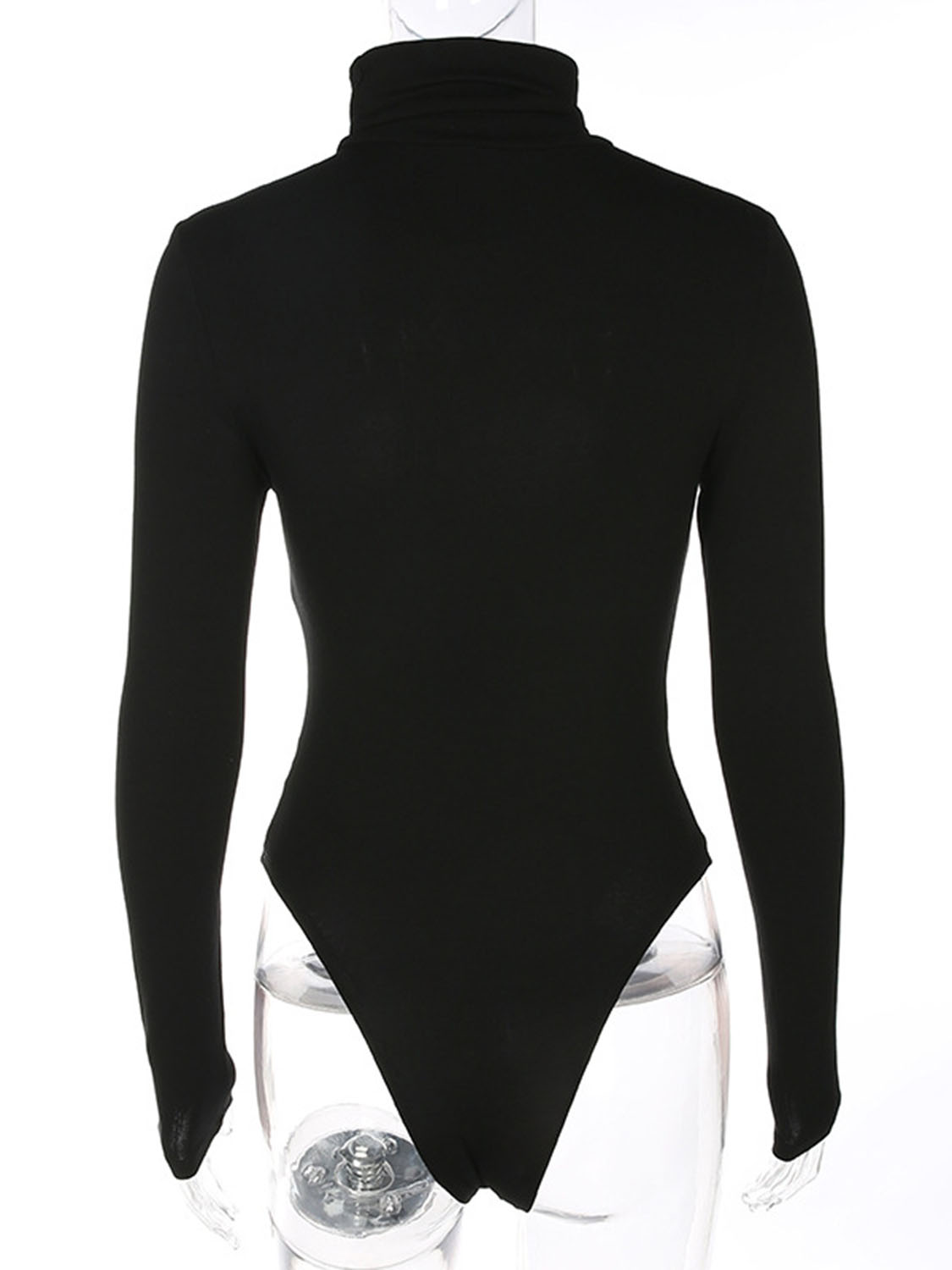 Black Cotton High Neck Long Sleeve Bodysuit | Choies