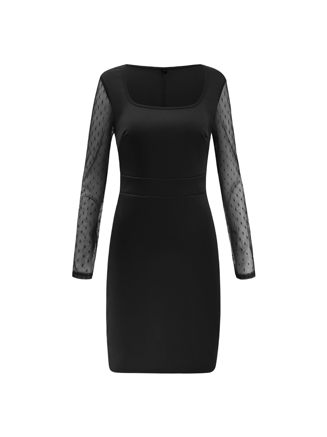 square neck black long sleeve dress