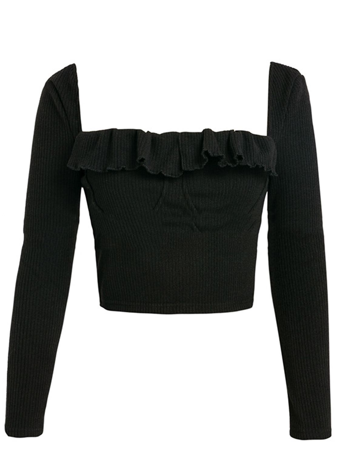 black square neck long sleeve