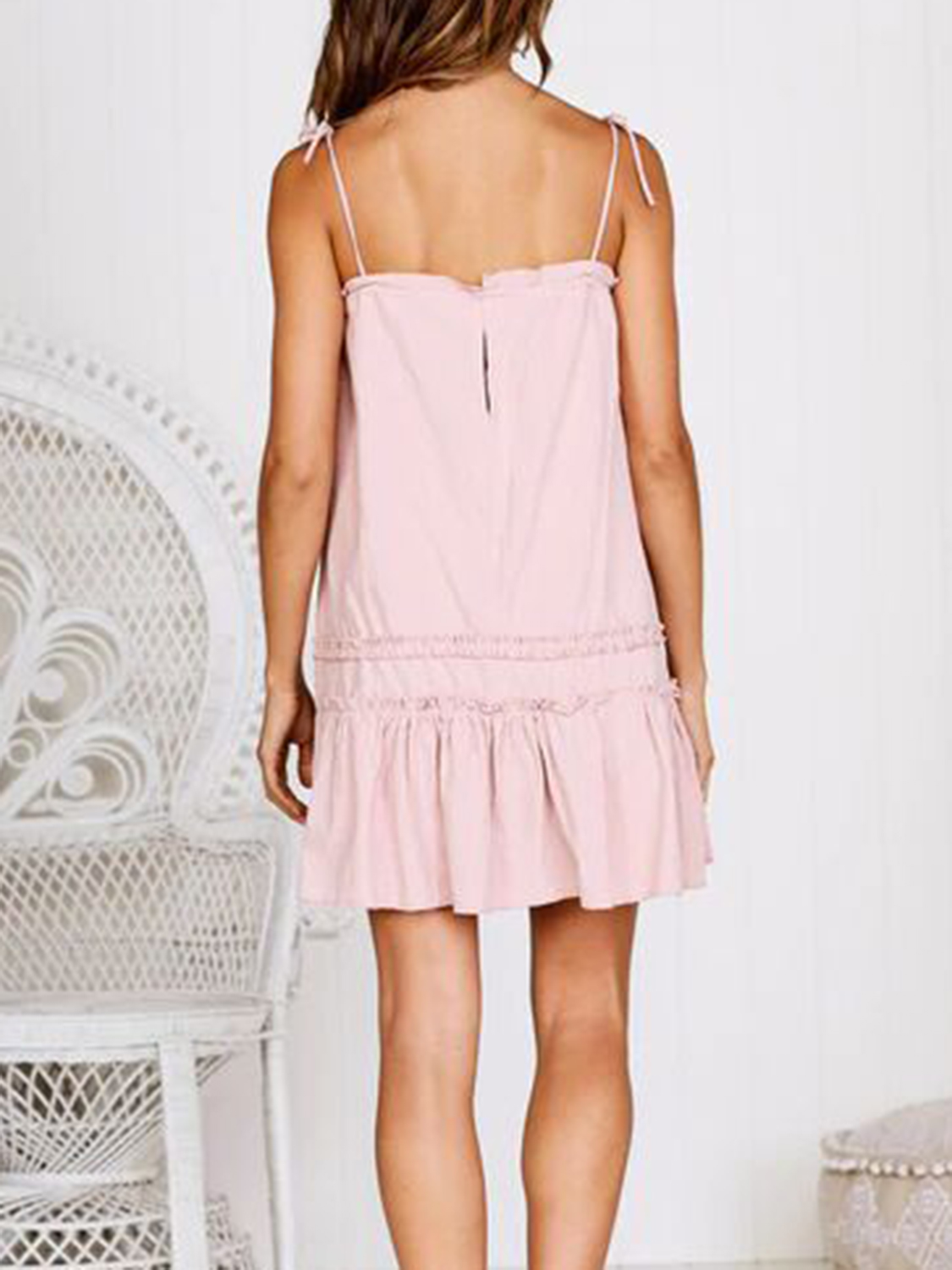 Pink Ruffle Hem Women Cami Mini Dress | Choies