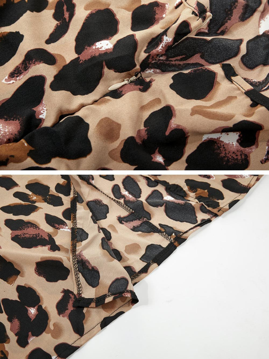 Brown V-neck Leopard Print Open Back Cami Mini Dress | Choies