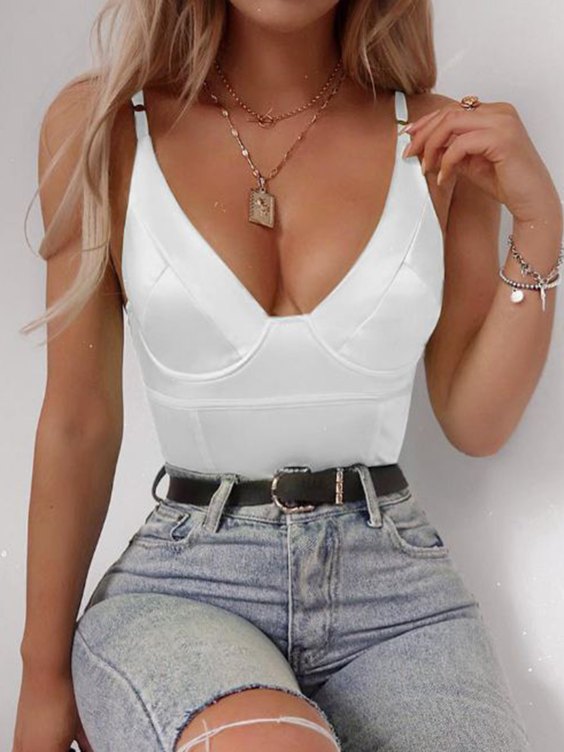 spaghetti strap v neck