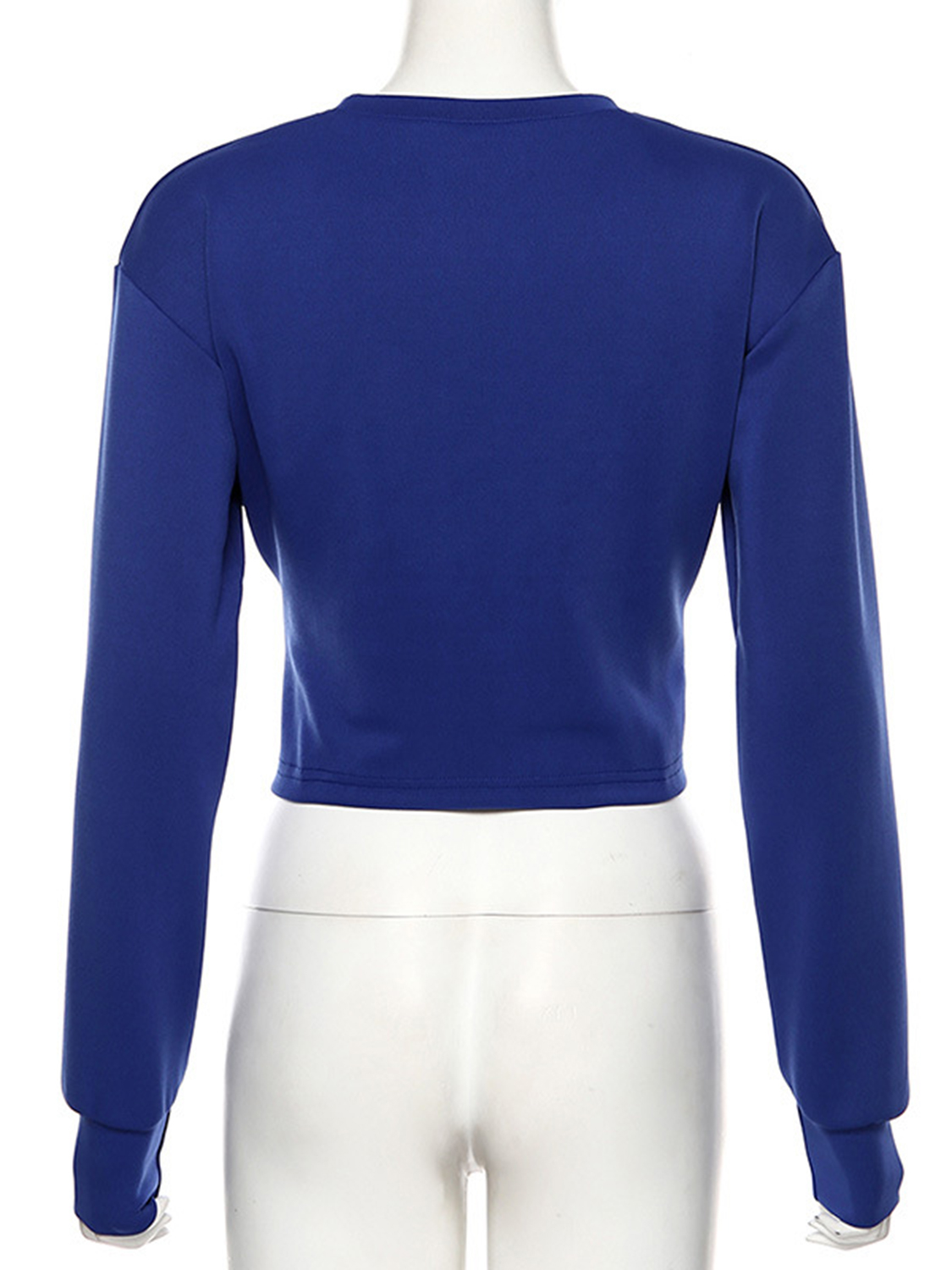 Blue Buckle Strap Waist Long Sleeve Sweatshirt | Choies