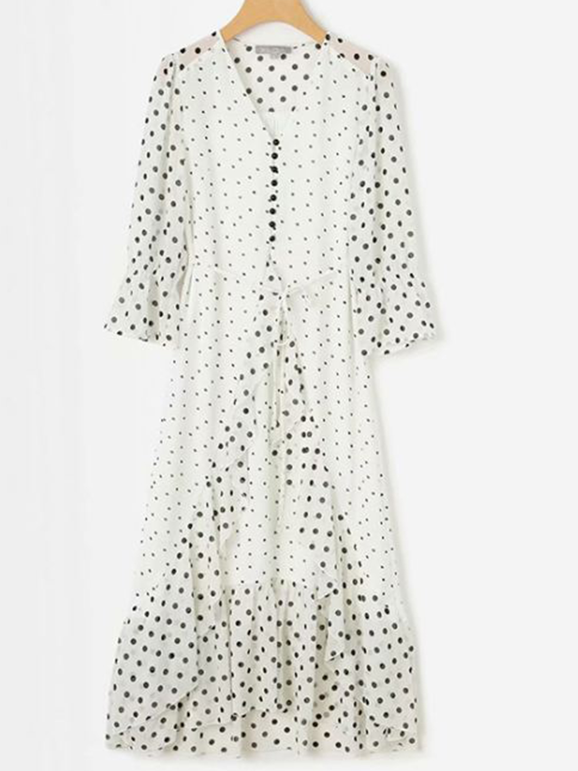 V neck polka dot print cami maxi dress