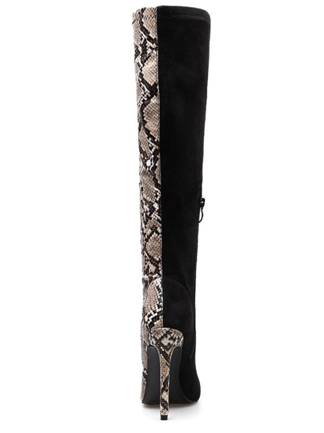 snakeskin print over the knee boots