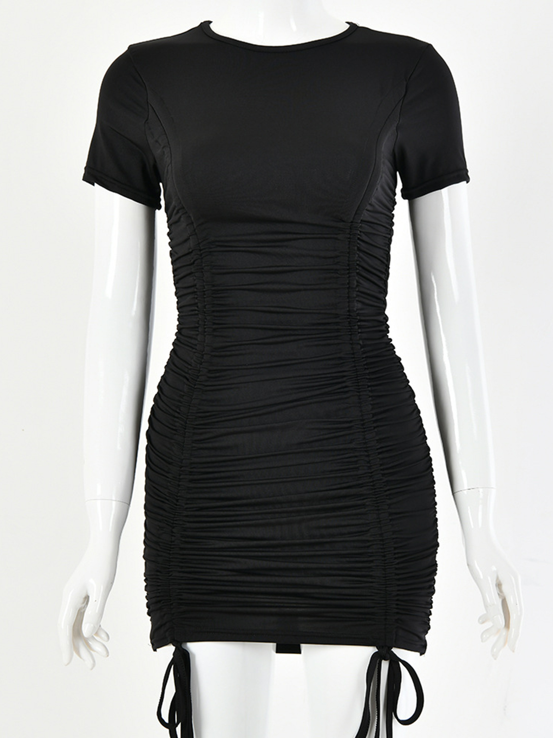 Black Drawstring Detail Bodycon Mini Dress | Choies