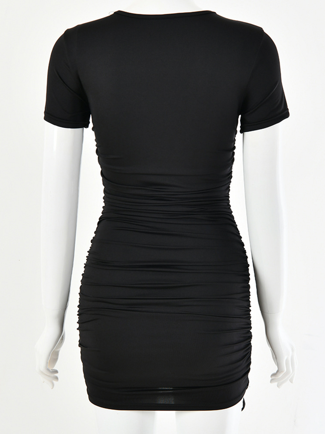 Black Drawstring Detail Bodycon Mini Dress | Choies