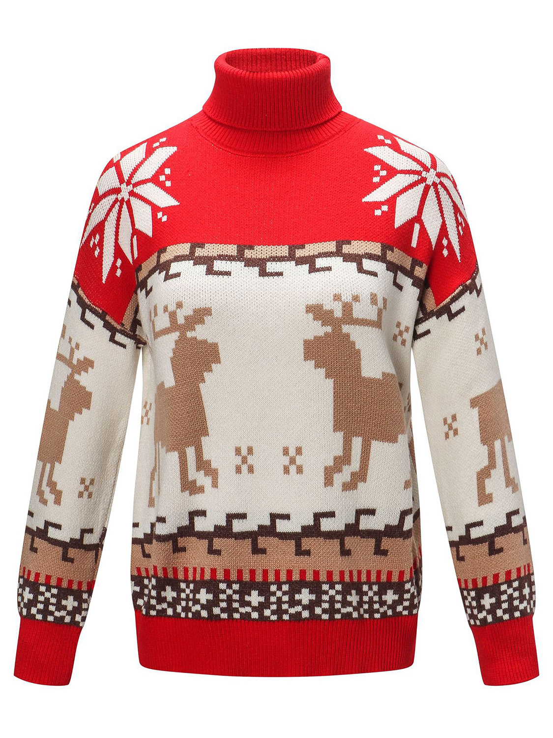 Red Christmas Reindeer Print Long Sleeve Sweater | Choies