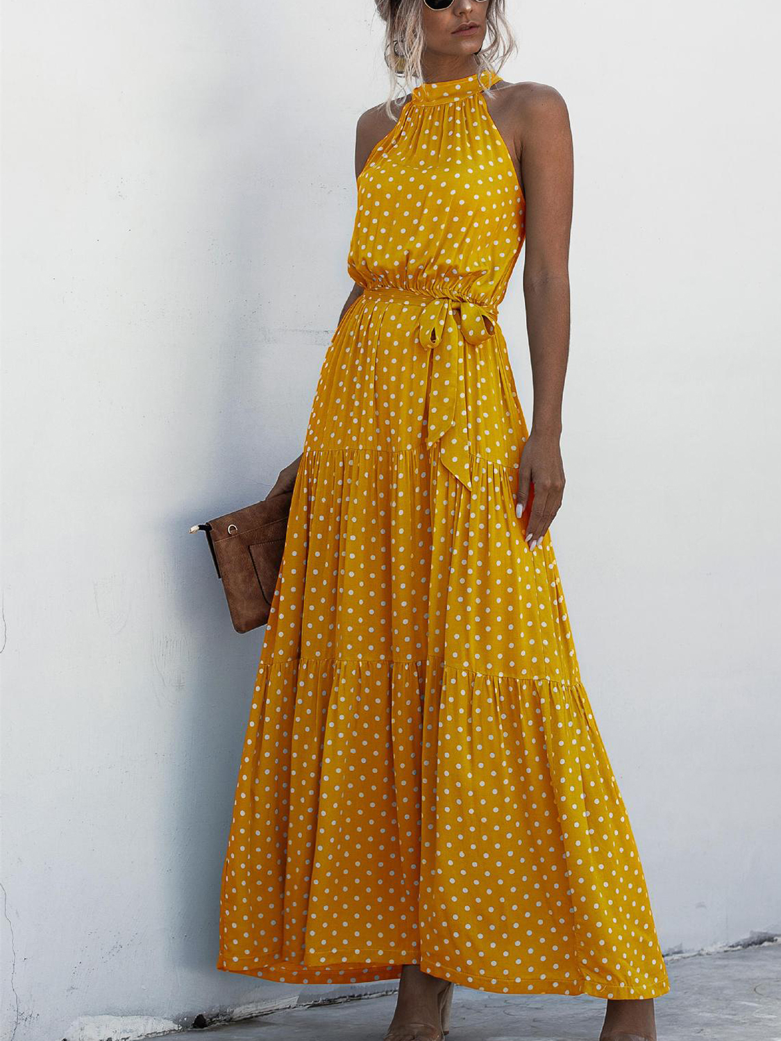 Yellow Polka Dot Maxi Dress