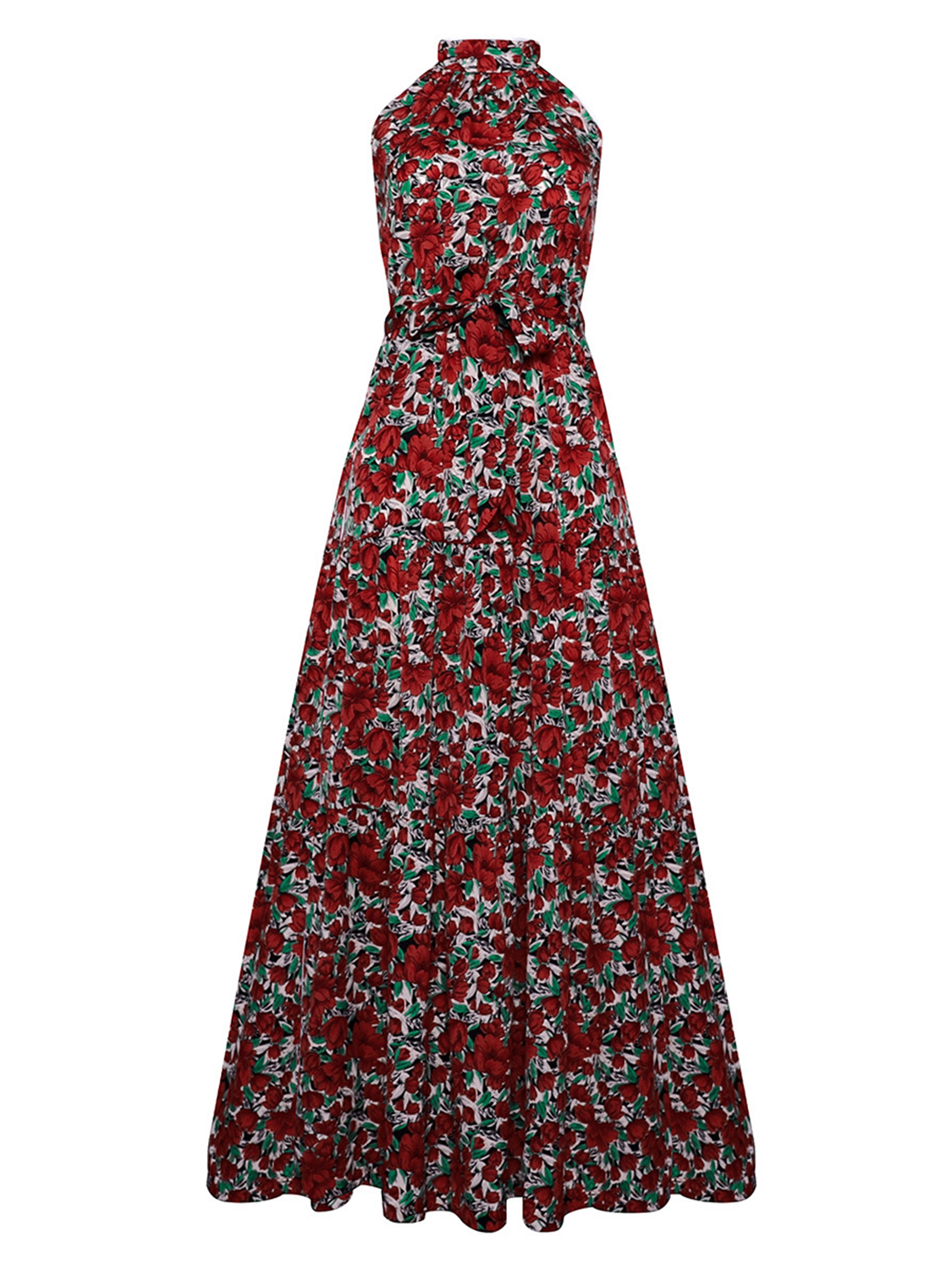Red Floral Print Sleeveless Maxi Dress | Choies