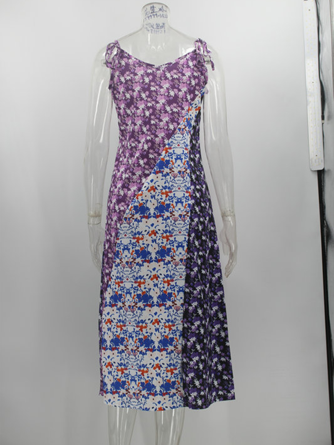 Purple V-neck Floral Print Cami Maxi Dress | Choies