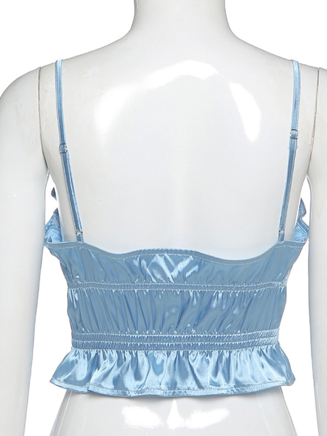 Blue Frill Trim Crop Cami Top Choies