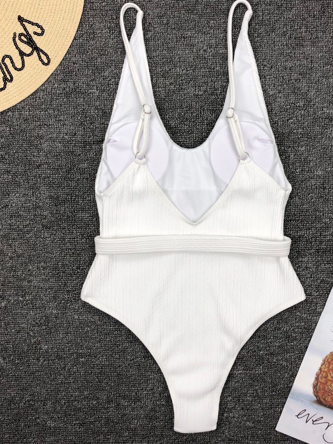 White Open Back Swimsuit | Choies