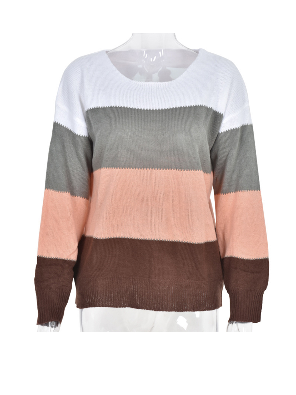 Long Sleeve Brown Contrast Sweatshirt
