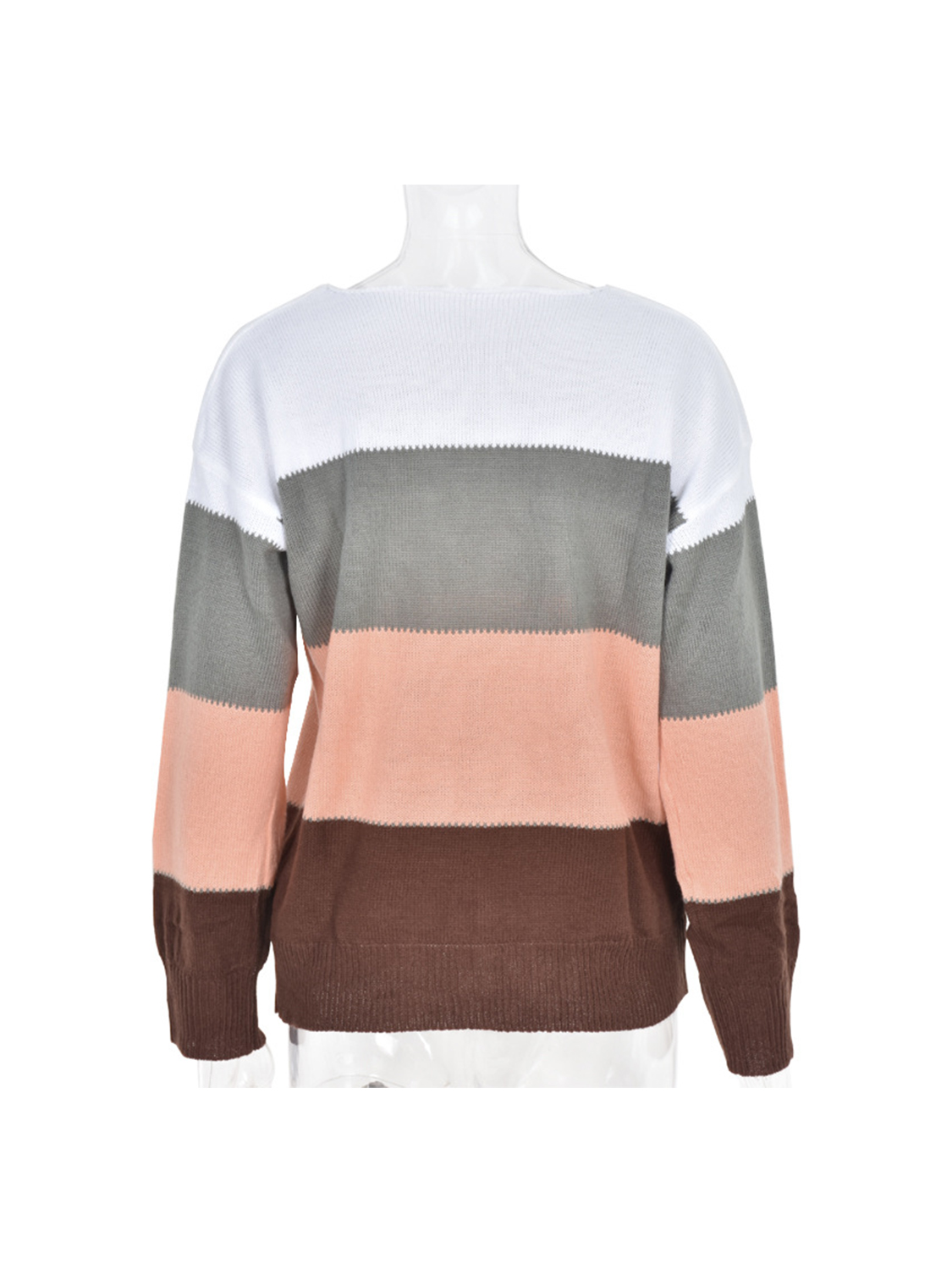 Brown Contrast Long Sleeve Sweater | Choies