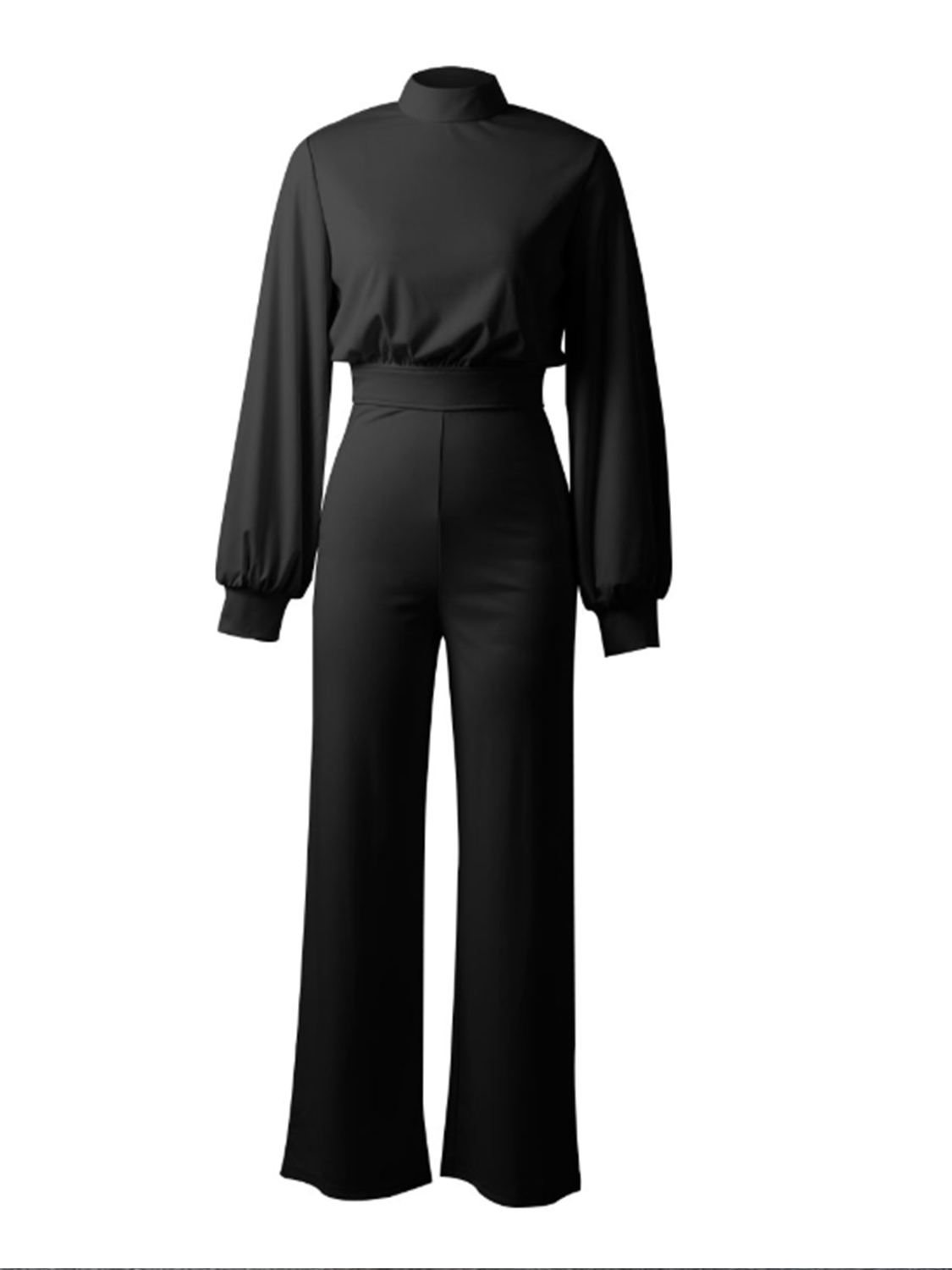 Black High Neck Long Sleeve Jumpsuit Choies