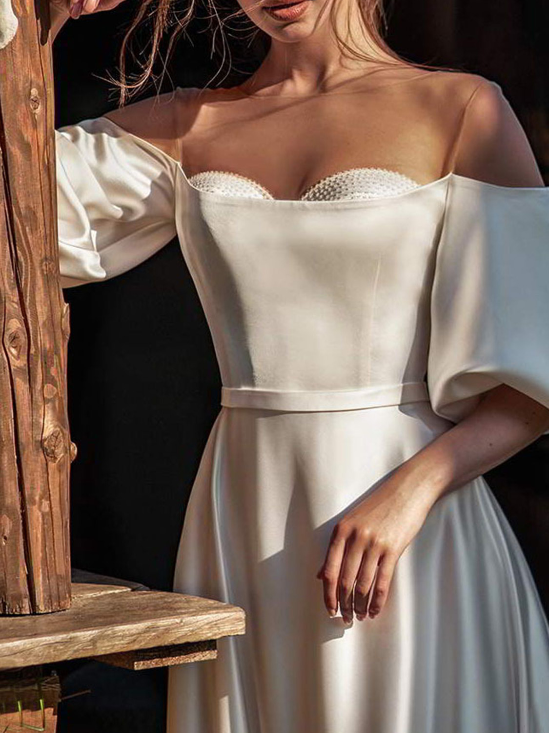 White Off Shoulder Puff Sleeve Maxi Dress Choies