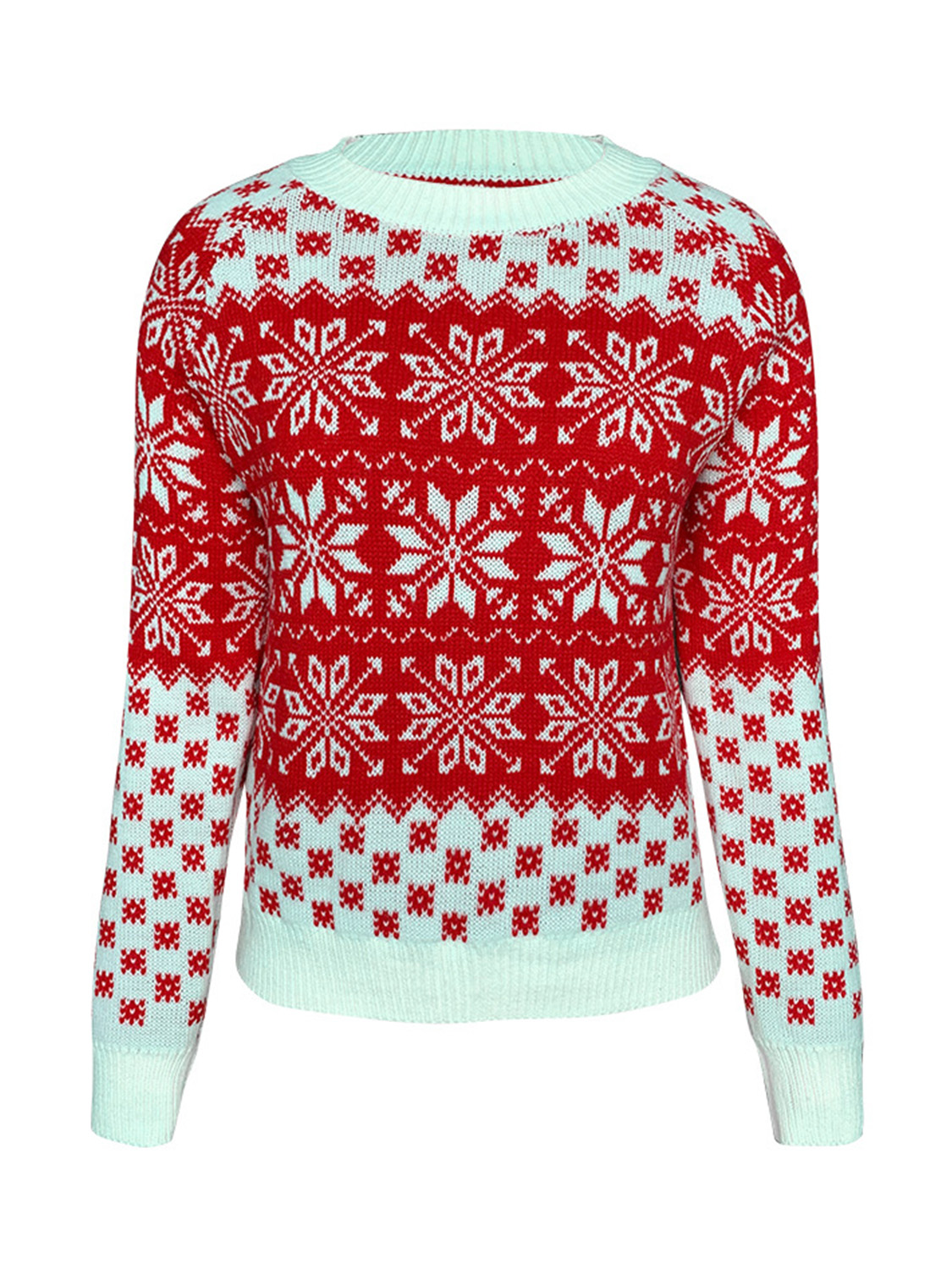 Red Christmas Snow Print Long Sleeve Sweater | Choies